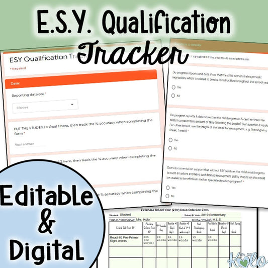 ESY Qualification Form (Extended School Year for special education)